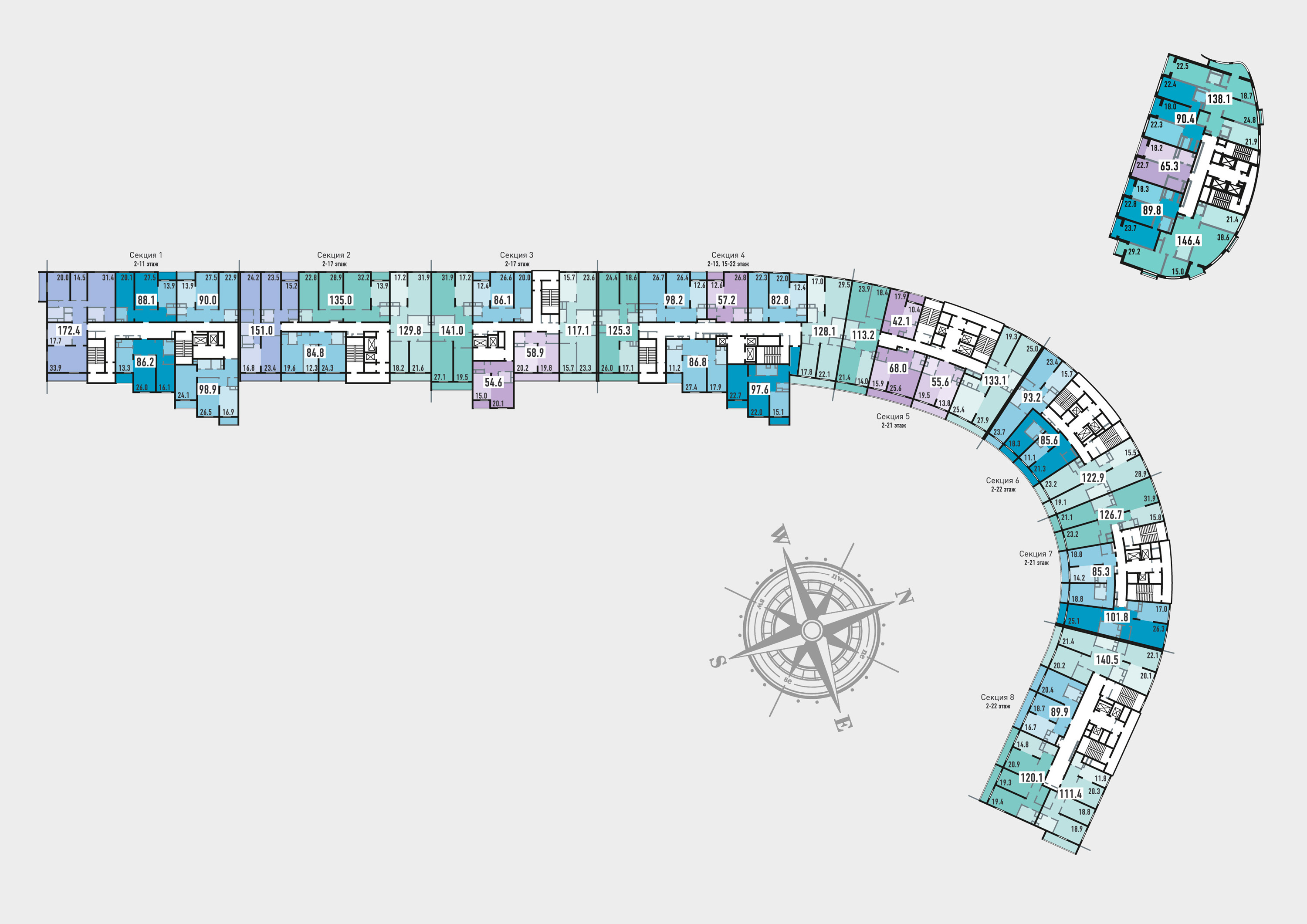 План этажа в ЖК Розмарин